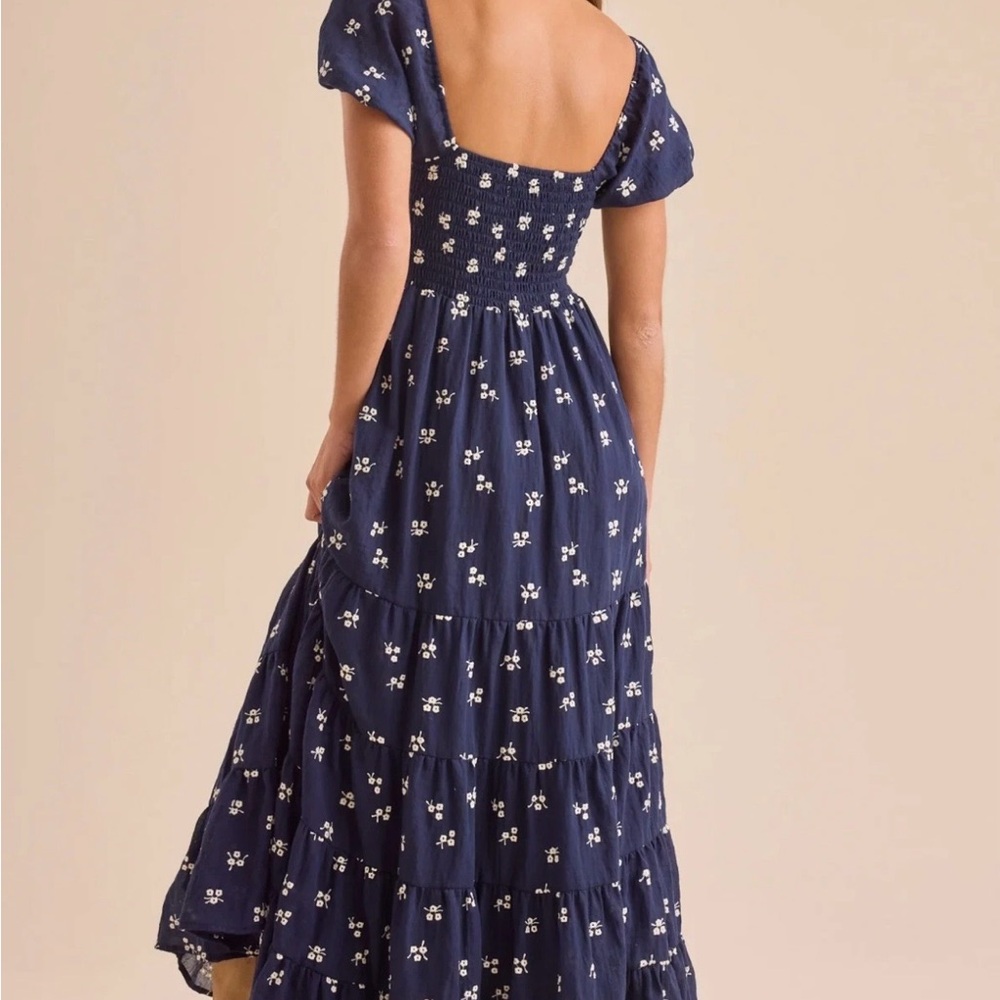 Oaklynn Maxi Altar'd State Navy & White Floral Smocked Maxi Dress - Picture 5 of 6